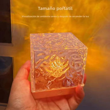 LÁMPARA CUBO EFECTO ONDA DE AGUA RGB (RECARGABLE) - 3/4