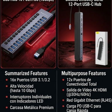 🦅🏛️Regleta hub multifunción Baseus 12 puertos - 💲100 USD🗡️ - 2/2