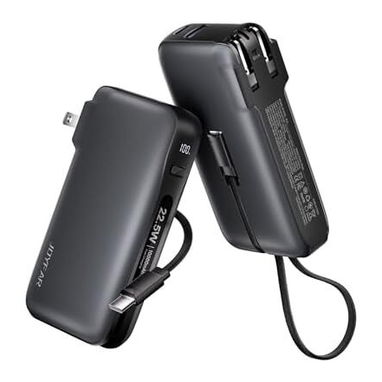🔋 Power Bank Joyfar 10,000mAh 22.5W | USB-C Rápida | Cable Integrado + Enchufe | Compacto Envío Disponible + Garantía - Img 113039402