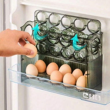 🟩Organizador de huevos para refrigerador de 30 huevos de capacidad, contenedor de almacenamiento de 3 capas con rastrea - 2/2