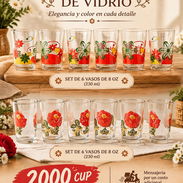 Set 6 Vasos de Vidrio Floreados 8 onzas (230 ml) - Img 57992843
