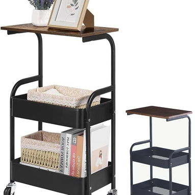 Carrito Estante organizador multifuncional de 3 niveles con ruedas 🔰 🤍🖤 ✨ Medidas: 80 x 30 x 43 cm ($33) - 2/6