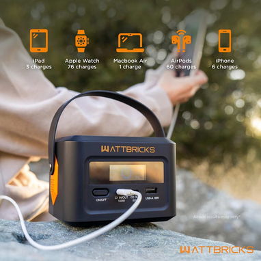 ESTACIÓN DE ENERGÍA PORTÁTIL WATTBRICKS H100B 99.2WH 100W + PANEL SOLAR PORTÁTIL ENVÍO DISPONIBLE + GARANTÍA - 3/6
