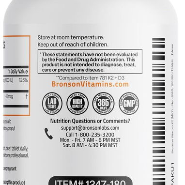 Vitamina K2 + D3 (45mcg/1000IU) (Bronson · 180 comprimidos) - 2/5