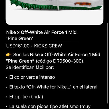 Nike x Off-White Air Force 1 Mid 'Pine Green' como nuevas(2 puestas) #43.     DETALLES EN LAS FOTOS - 6/9