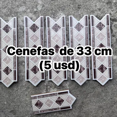 Losas de piso antideslizante blancas + cenefas - 3/3