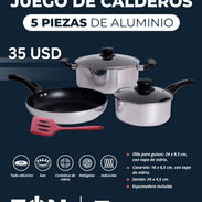 Juego de calderos de 5 piezas de aluminio que incluye una espumadera - Img 53550772