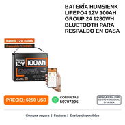Batería Humsienk LiFePO4 12V 100Ah Group 24 1280Wh Bluetooth - Img 58466164
