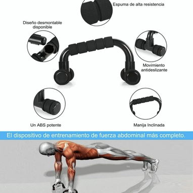 Kit de ejercicios rodillo abdominal barras push-up ejercitador suiza nuevo en caja 54321470 - Img 96352076