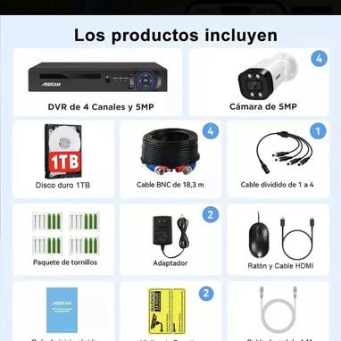Sistema de vigilancia 4 camaras 5mp ultra hd nuevo en caja con todo 58868925 wasap - 2/2