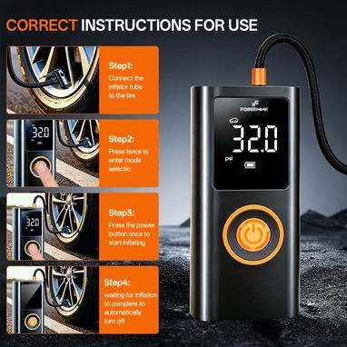 Inflador de neumáticos, compresor de aire portátil, bomba para neumáticos de coche de 150 PSI con manómetro, bomba de ne - 6/8