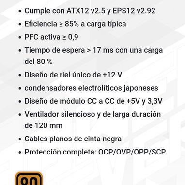Fuente de poder certificada de 650 - 2/3