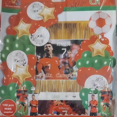 Set de Globos de 100 Piezas más mantel temática Messi y Cristiano Ronaldo - Img 116495704