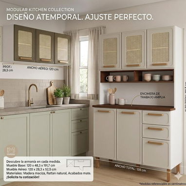 Estante organizador de cocina, 3 puertas, metal y beige - Img 122162393