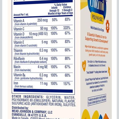 Multivitaminas en suspensión con hierro POLY-VI-SOL 50ml, de 6-24 meses - 2/3
