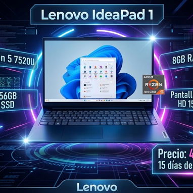 🔥RYZEN 5 🔥 LAPTOP LENOVO IDEAPAD RYZEN 5 7520U - 8/256- 15" HDMI TIPO-C. MENSAJERÍA CON FACTURA Y GARANTÍA. 54833699 - Img 119481630