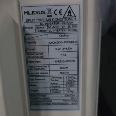 ‼️Split de de 1 tonelada Marca MILEXUS  12000BTU INVERTER (TLQB)‼️ - 2/2