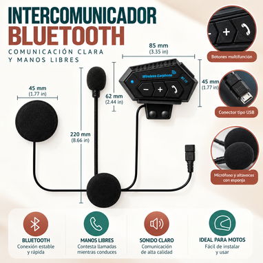 Audífono con micrófono para casco integral de moto - 3/4