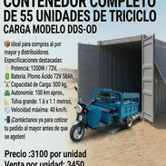 CONTENEDOR COMPLETO DE 55 UNIDADES DE TRICICLO ELÉCTRICO CARGA MODELO DDS-OD - Img 58073890