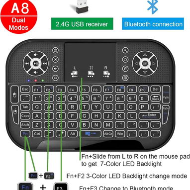 ⌨️​ MINI TECLADO INABLAMBRICO BLUETOOTH - WIFI - ⌨️​ RETROILUMINADO ⌨️​ + DONGLE ⌨️​ 5887.23.60 - Img 77396690