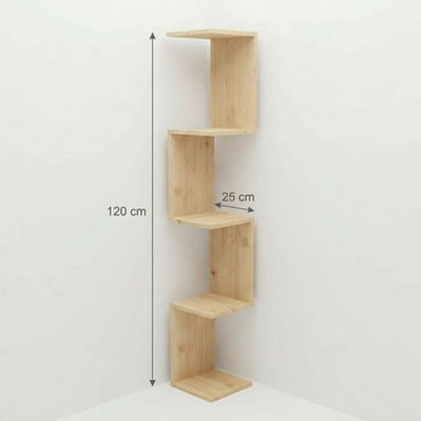 Mueble esquinero para cuartos y salas, ideal para adornos, libros y útiles escolares. Diseño en zigzag - Img 116273984