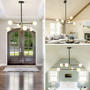 Lámpara decorativa colgante negra dorada. Nueva - Img 99721324