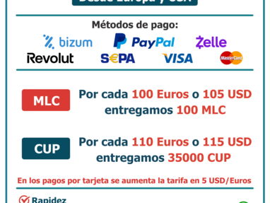 ¡¡¡ Remesas a Cuba desde USA y Europa via Paypal, Zelle, Bizum, o pago con tarjeta, entregas en MLC y Cup !!! - Img main-image-43659098
