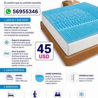 Topper para colchón con cooling gel (refrescante) - Img 122395907