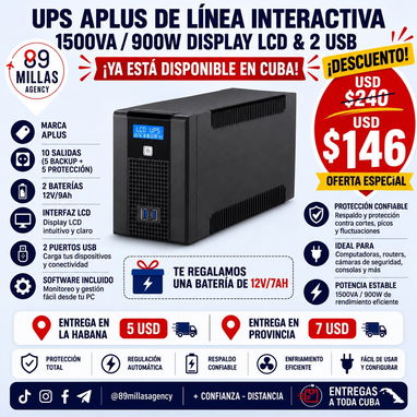 $61usd 🔋UPS Aplus 600VA/ 360W/ 8 Tomas🔋 - Img 126675511