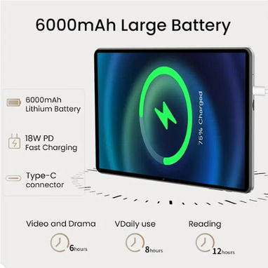 HUIHUANG Tablet de 10.1 pulgadas, tabletas Android 15 de 12 GB (4+8) de RAM / 64 GB de ROM - 2/3