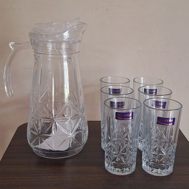 JUEGO DE JARRA CON 6 VASOS, DE CRISTAL - 4/4