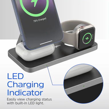 CARGADOR INALÁMBRICO ENERGIZER 3 EN 1 MAGSAFE QI2 15W IPHONE AIRPODS WATCH ENVÍO DISPONIBLE + GARANTÍA - 10/10