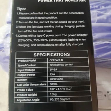 Ventilador recargable camping fan 20000mAh 🌬️ TEE $65 - Img 126490742