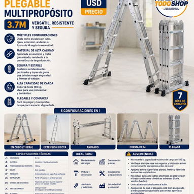 ESCALERAS DOMÉSTICAS PLEGABLE DE 4 NIVELES  CON MANIJA ACOLCHADA y 6 NIVELES NUEVAS EN CAJA!!! - 4/4
