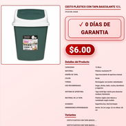 CESTO PLÁSTICO CON TAPA BASCULANTE 12 L . - Img 57876955