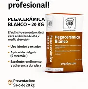 CEMENTO COLA -PEGADURO Pegacerámica Blanco 20KG - Img 50391026