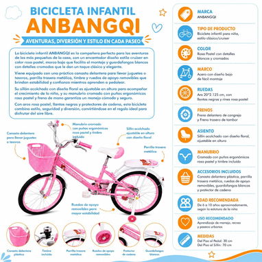 [100] Bicicletas para niños & niñas (incluyen rueditas estabilizadoras & cesta) - 3/10
