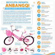 🚲 BICICLETA INFANTIL ANBANGQI – ROSA PASTEL 💗 💰 Precio: 100 USD ✨ Diseño clásico/cruiser 🧺 Canasta delantera + par - Img 56841276