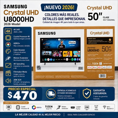 Samsung de últimos modelos 43”-75” 2026 y 2025 con IA incluido y procesadores 4K - 4/8