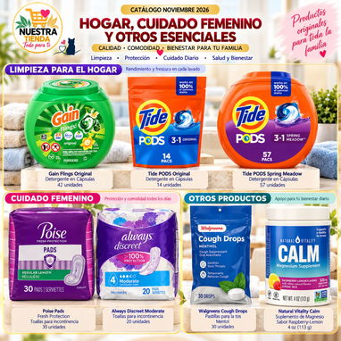 Champú, Acondicionador, Cremas Olay y L'Oréal  Sérum, Desodorantes, Gillette, Detergente, Pasta Dental, y Más. Noviembre - 8/9