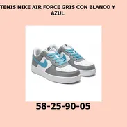 TENIS NIKE AIR FORCE GRIS CON BLANCO Y AZUL - Img 55729467