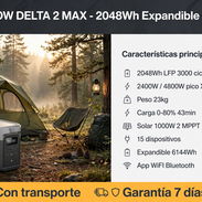 *Ecoflow Delta 2 max 1900 Wh*  Capacidad de hasta 2 baterías extras  y 2 entradas de panel solar   - Precio 1510  USD ⬇️ - Img 57151907