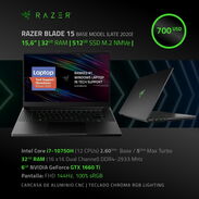 Laptop gamer RAZER BLADE 15 Base Model Late 2020, Intel Core i7-10750H, 32GB RAM, NVIDIA GeForce GTX 1660 Ti 6GB, 512GB - Img 45306596