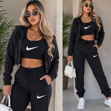 Conjunto Original Nike de 3 piezas blusa abrigo con zipper y capucha y pantalón con bolsillos - Img 121873265