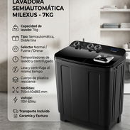 Lavadora Semiautomática Milexus 7Kg Doble Tina Negra | $220 USD | Envío Incluido | Lava y Centrifuga a la vez - Img 57752775