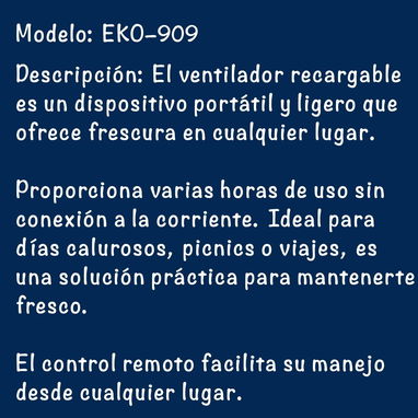 Ventilador Recargable 16000 mAh marca EKO 🔷 $50 - 3/3