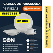 FG- Set de Vajilla de Porcelana con Linea, 16 piezas Marca EÒN   32 USD...56579735...Envio Gratis - Img 57399182