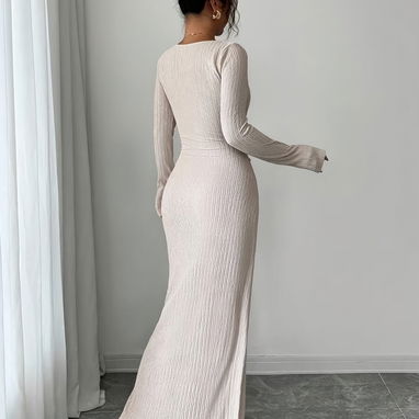 Fit Legancy - Vestido largo de corte recto de un solo color para mujer - 4/4