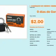Candado de Hierro Negro 38mm Finder con 3 Llaves Niqueladas de Lujo Real Pro VPT#-0434 - Img 55669057