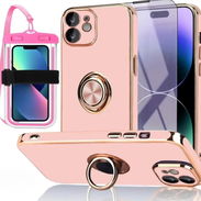 Funda Iphone 11 c protector anti luz , bolsa impermeable y soporte magnético con anillos - Img 54158413